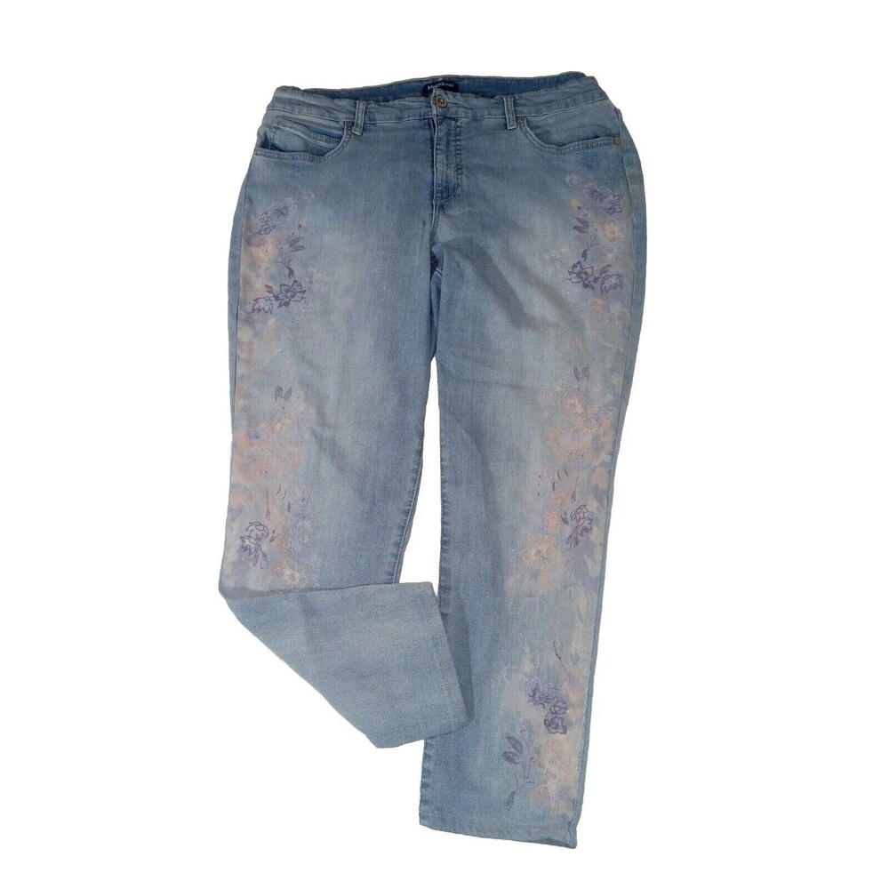 Bandolino Women's Long Pants Jeans Denim  Floral Print Mandie Crop Spandex 20W